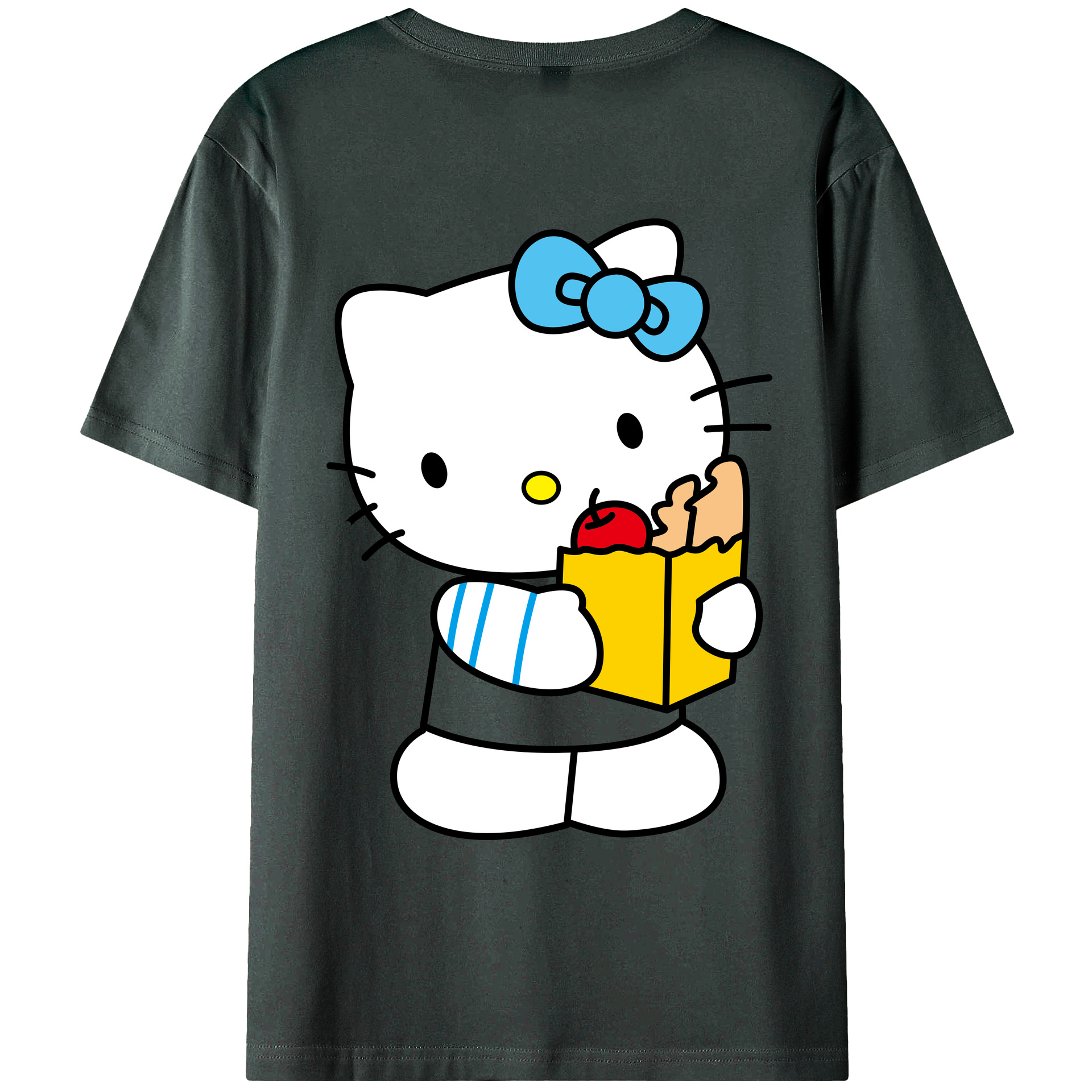 （画像用） Hello Kitty ハローキティ 綿100％ メンズ半袖Tシャツ（バックプリント） 通気性